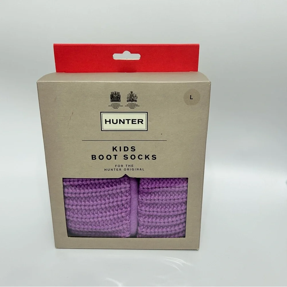 Hunter Half Cardigan Kids Boot Socks Large‎ (1-3) NEW Purple